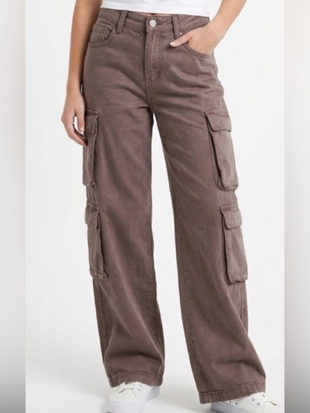 PacSun Wide-Leg Cargo Pants in Taupe Brown